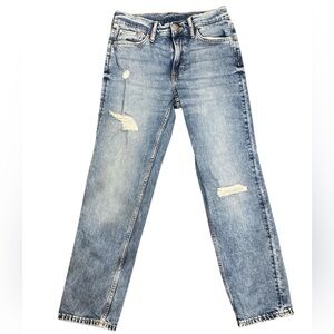 H&M Youth Boys Slim Fit Distressed Denim Light Wash Adjustable Waist 11-12Y